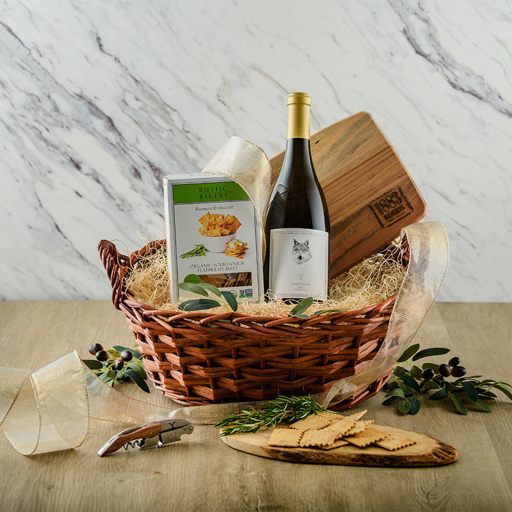 Signature White Bon Vivant Gift Basket - Yellowstone