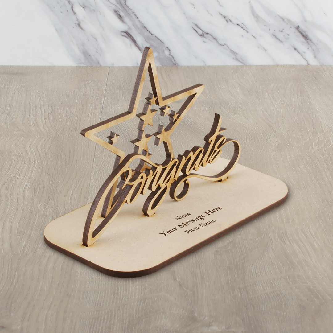 3D Wood Card - Congrats