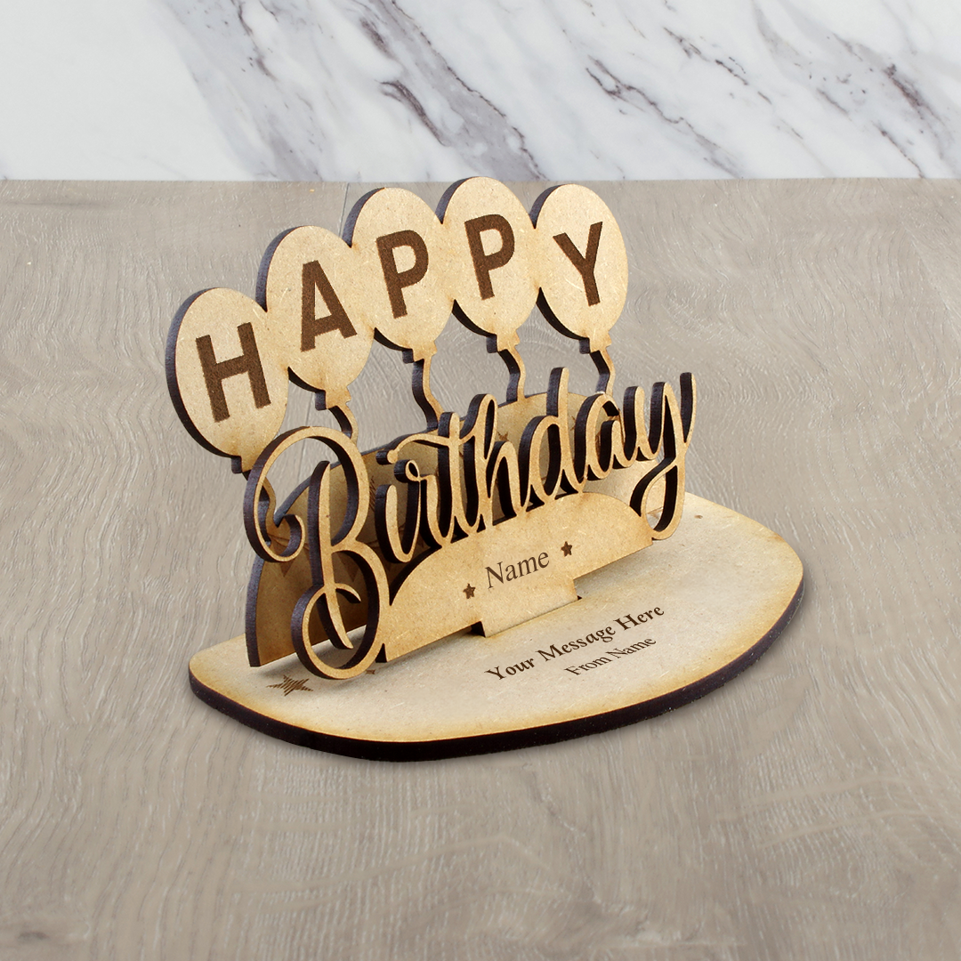 3D Wood Card - Happy Birthday