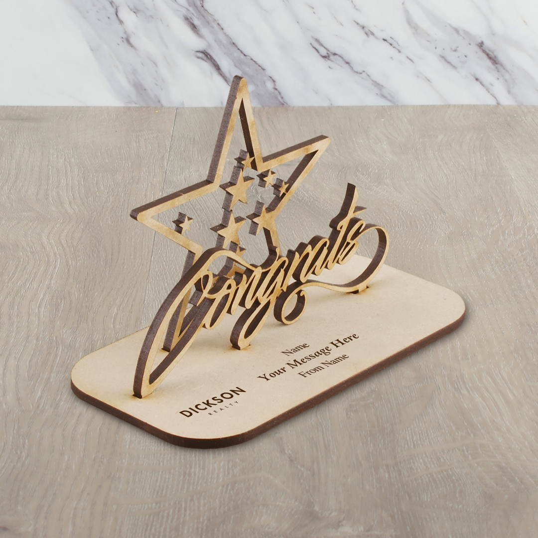 3D Wood Card - Congrats