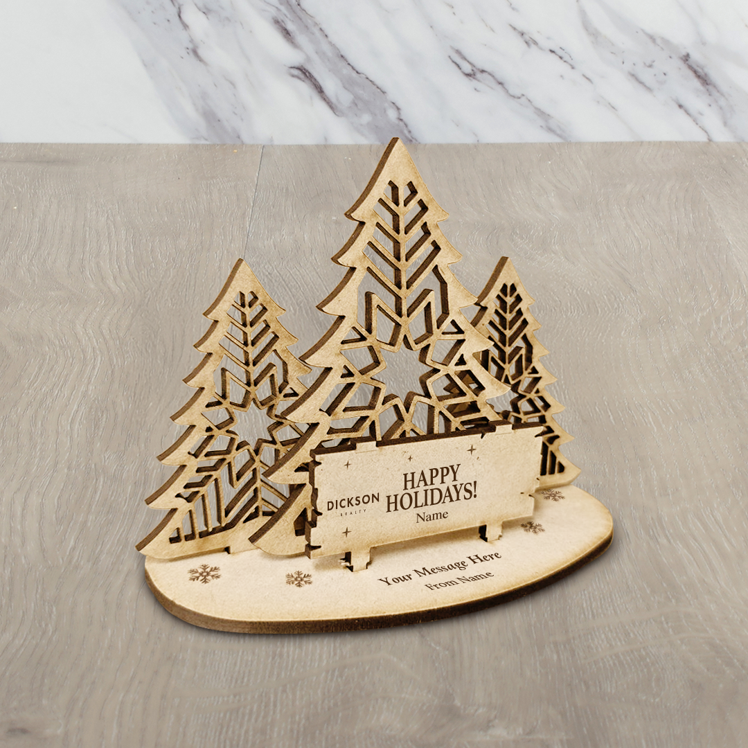 3D Wood Card - Happy Holidays