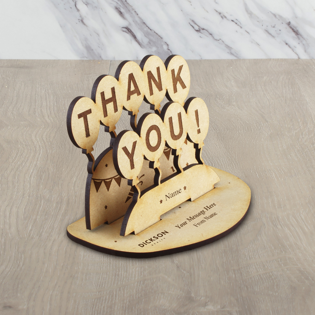 3D Wood Card - Thank You