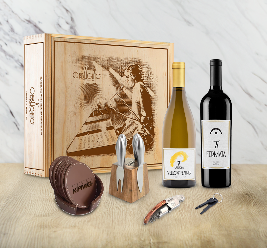 Barry Manilow "Fermata & Yellow Feather" Red & White Deluxe Wood Crate