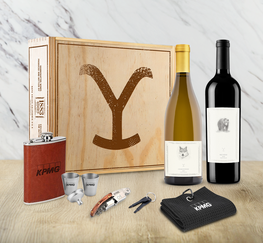 Yellowstone "The Bear & The Wolf" Red & White Deluxe Wood Crate