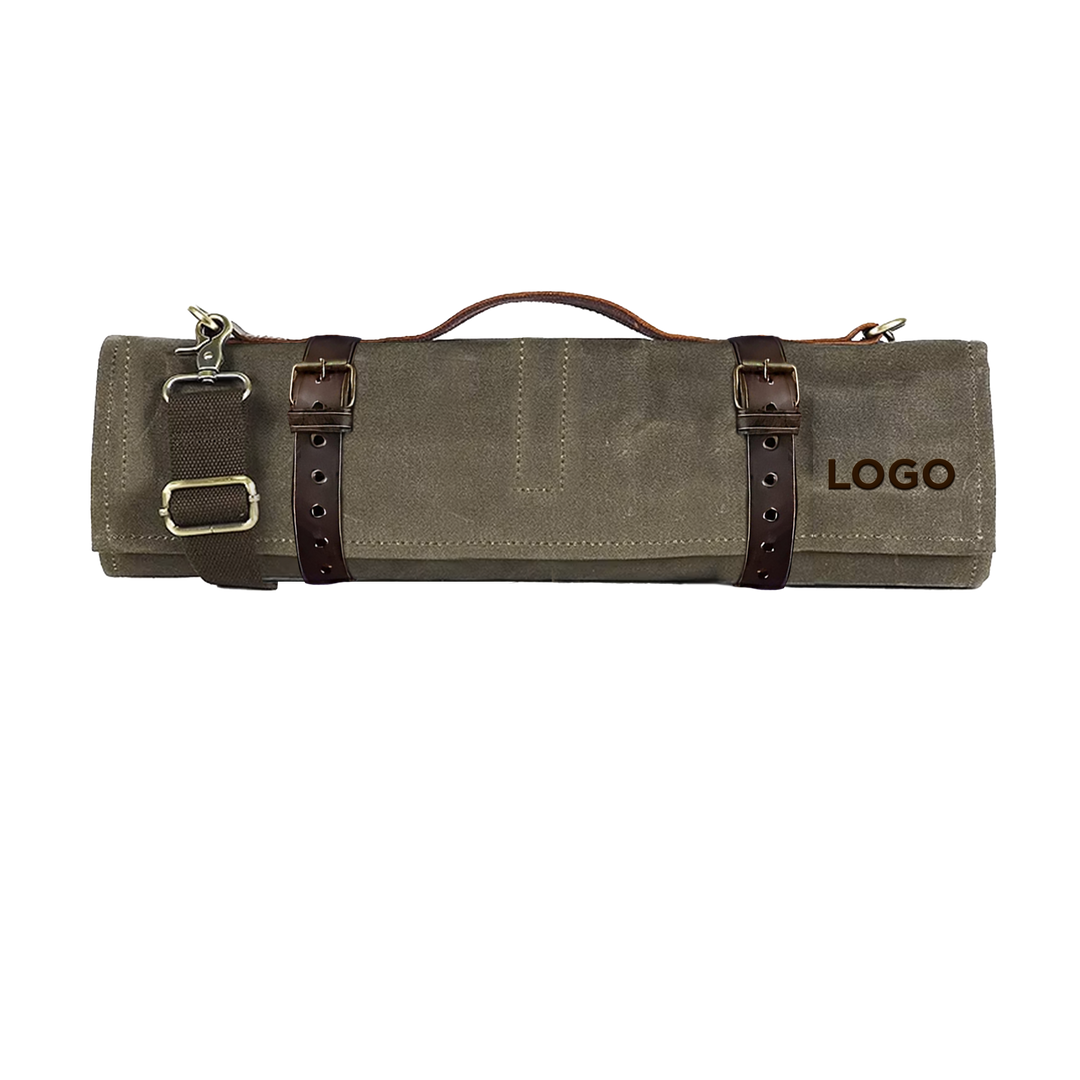 Waxed Canvas Leather BBQ Tool Roll Bag - Generic