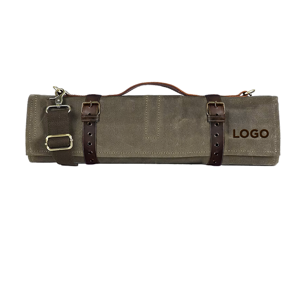 Waxed Canvas Leather BBQ Tool Roll Bag - Generic