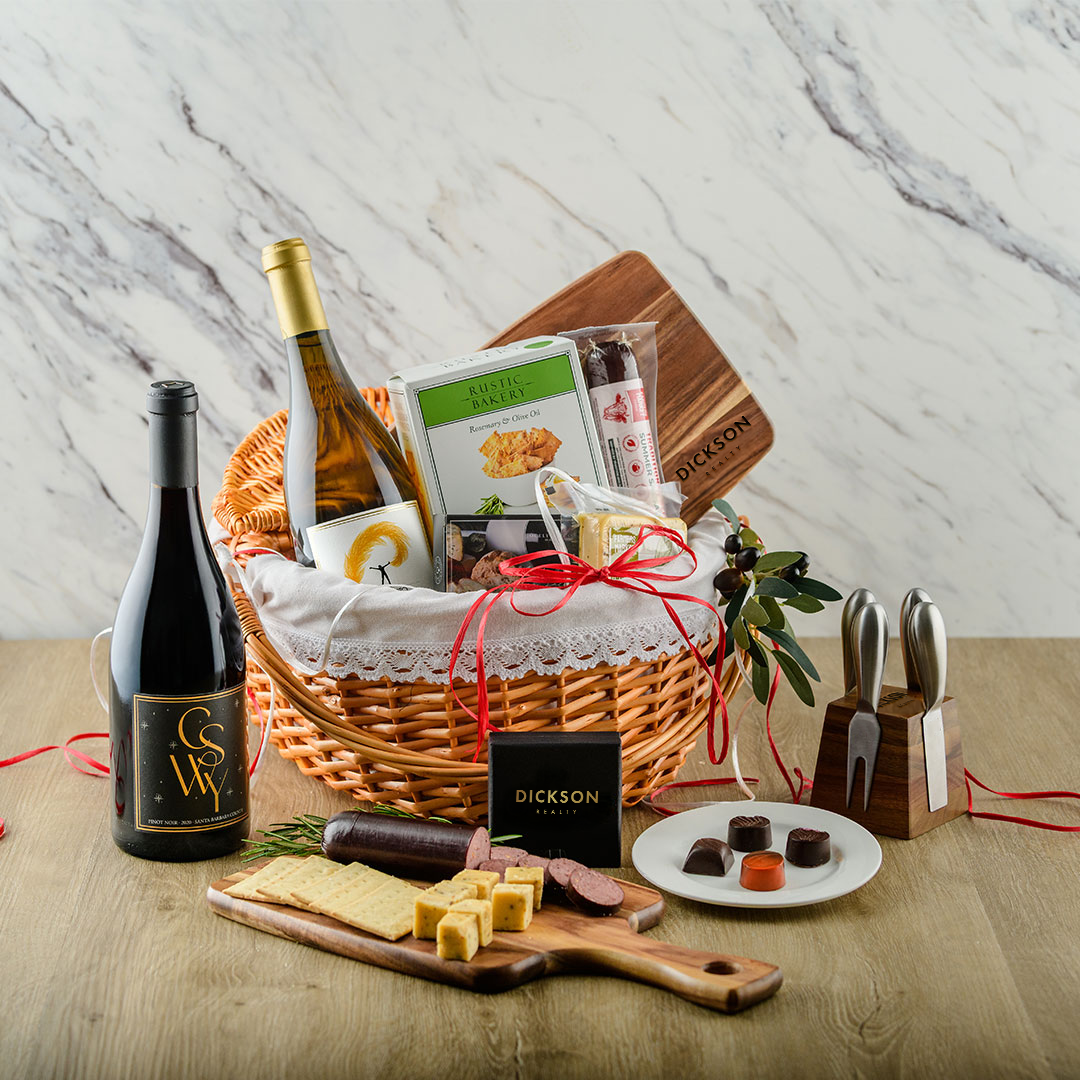 Welcome Home Red & White Picnic Basket