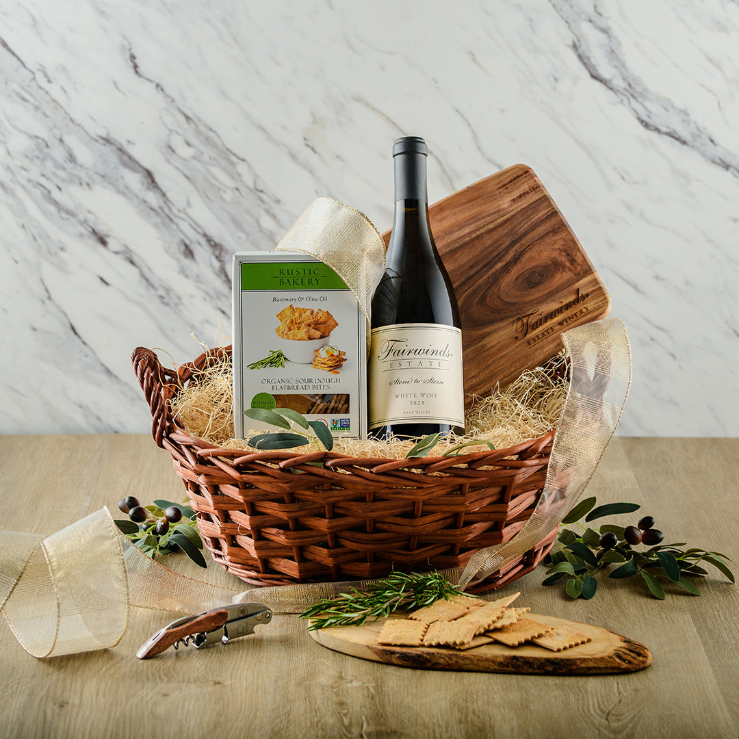 Signature White Bon Vivant Gift Basket - Fairwinds