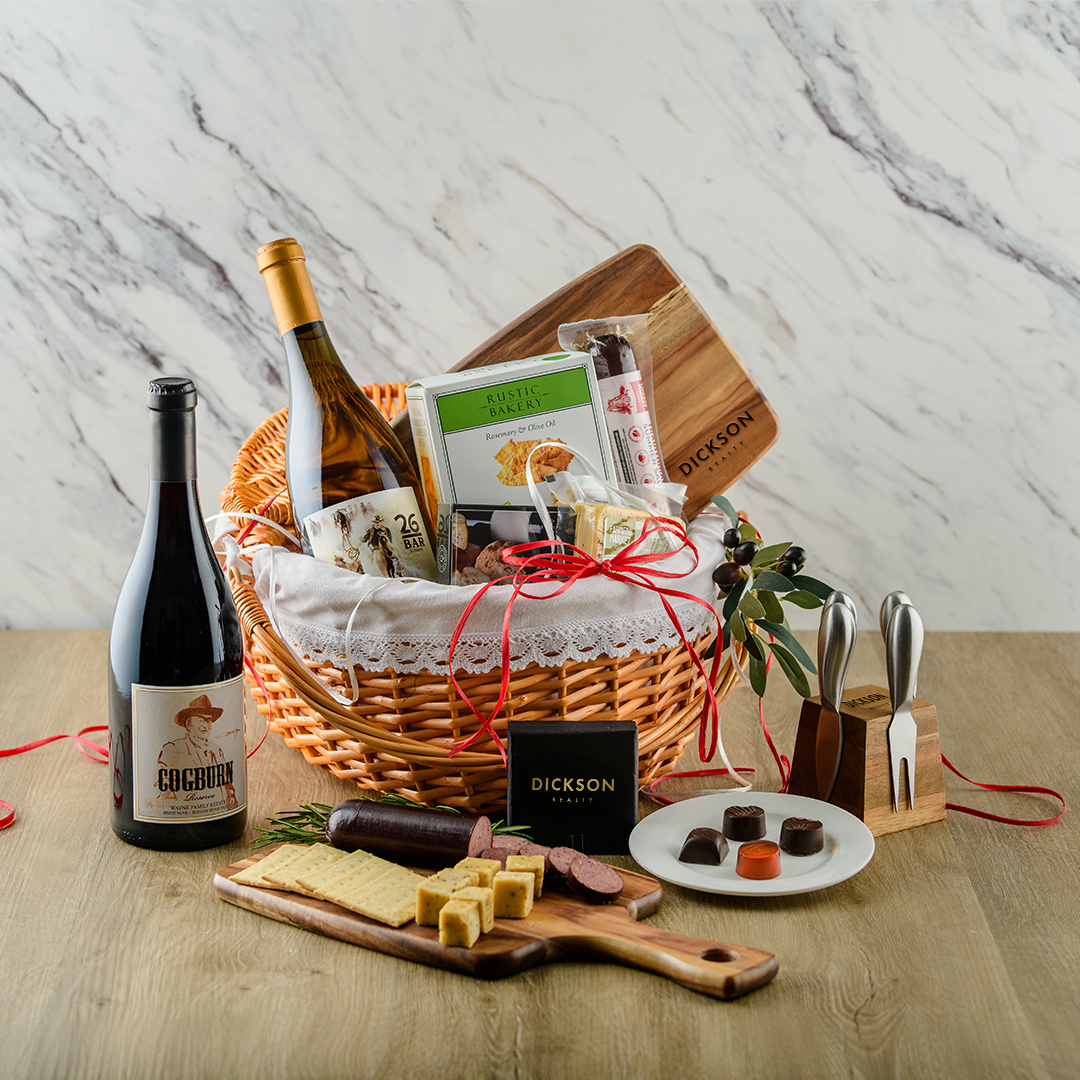 Welcome Home Red & White Picnic Basket