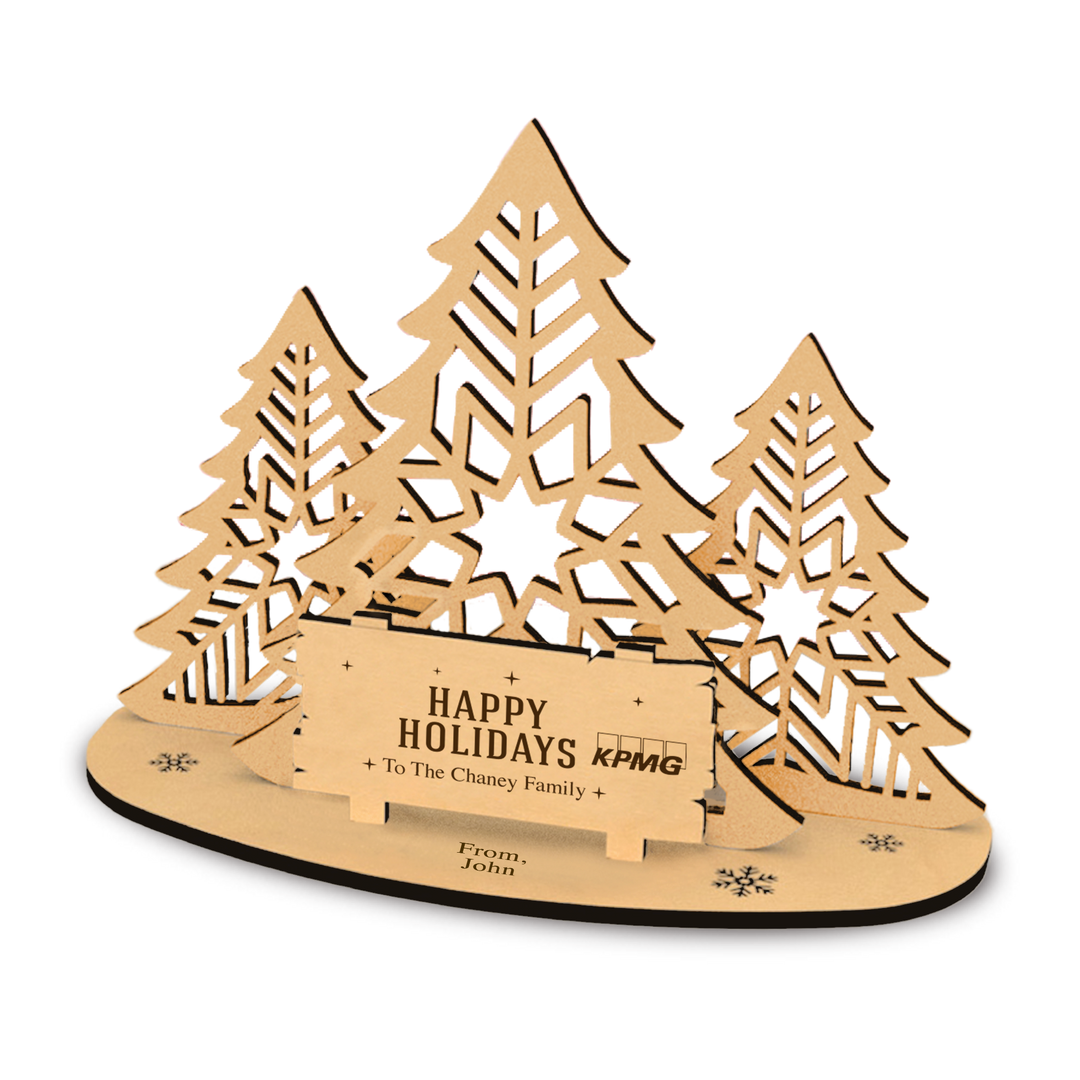 3D Wood Card - Happy Holidays