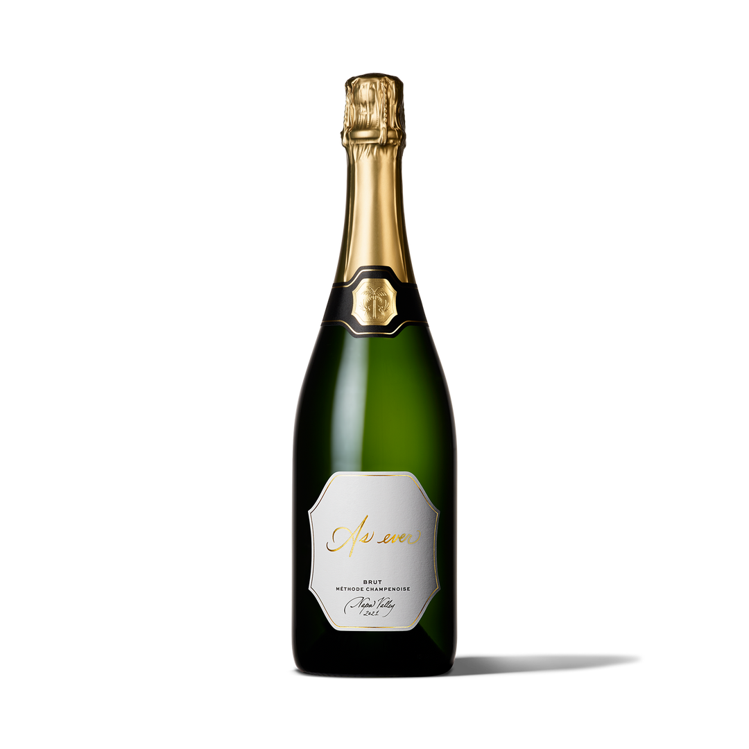 Bottle of As ever Brut with a gold foil cap