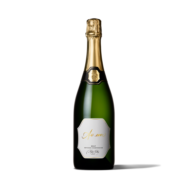 Bottle of As ever Brut with a gold foil cap
